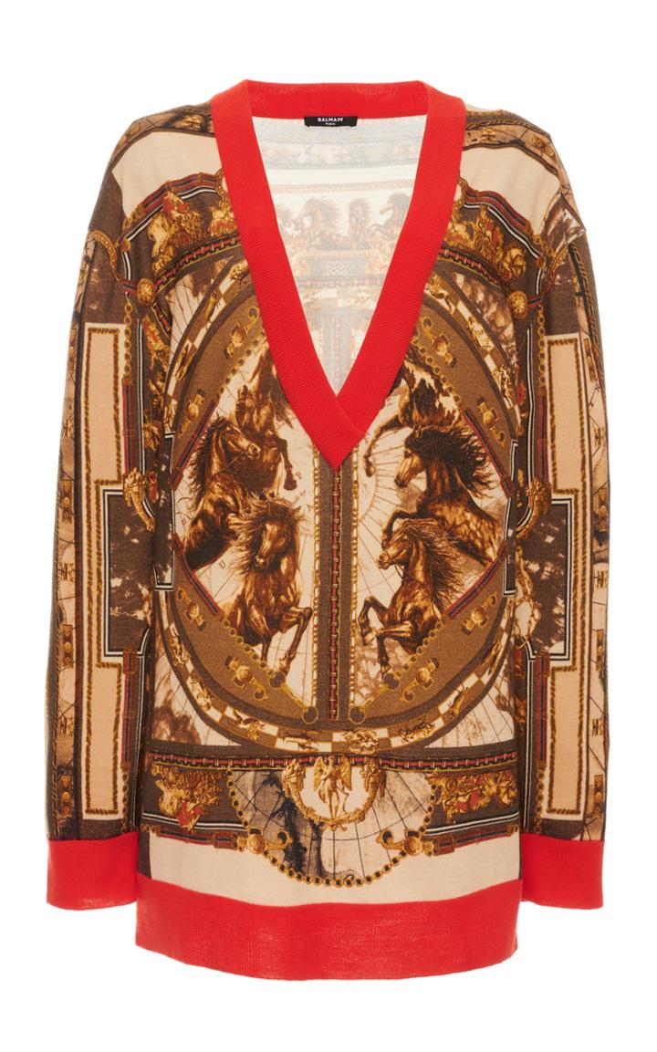 Moda Operandi Balmain Printed Crepe Top