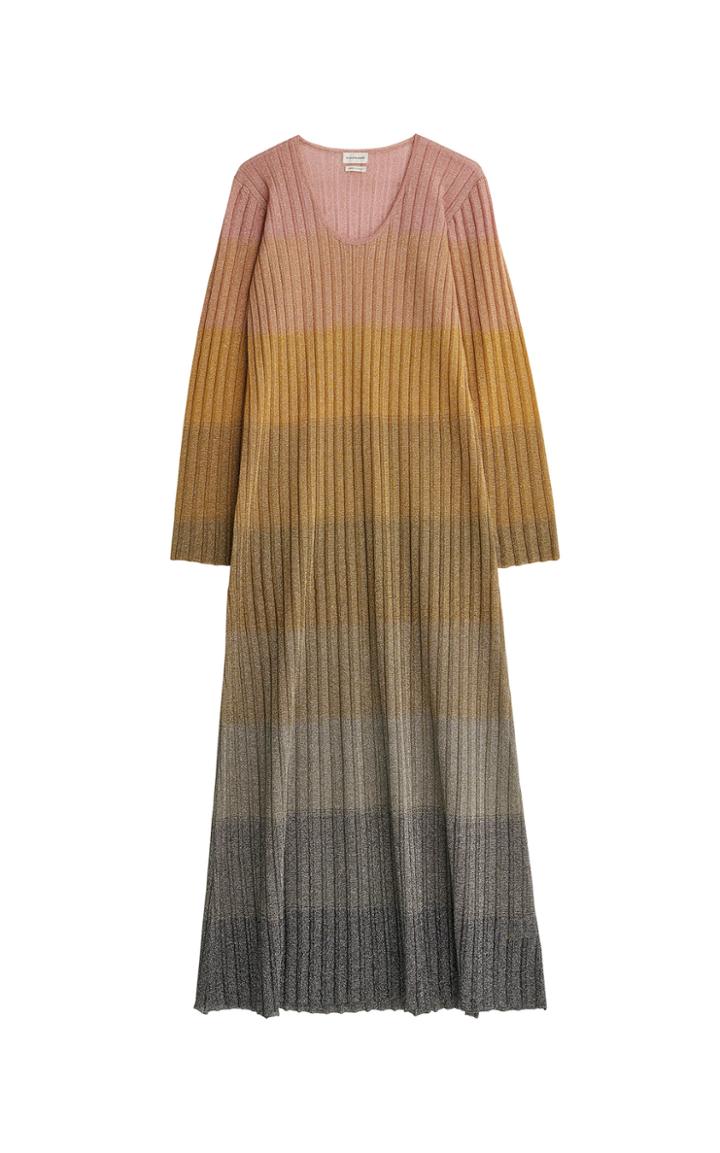 Moda Operandi By Malene Birger Bathis Metallic Striped Ribbed-knit Maxi Dress