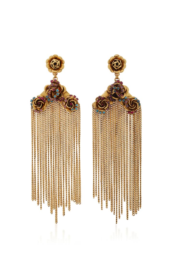 Erickson Beamon Vermeil Bouquet 24k Gold-plated Crystal Fringe Earrings