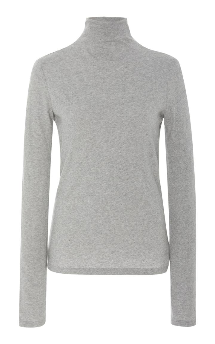 Vince Essential Fitted Cotton Turtleneck Top