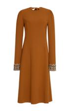Rochas Cady Dress With Embroidered Cuffs