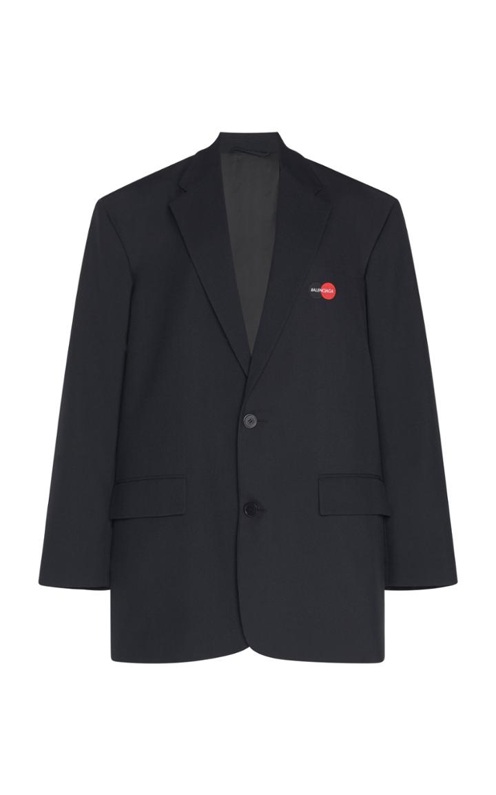 Balenciaga Logo-embroidered Boxy Twill Blazer