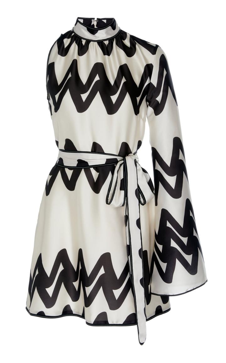 Alexis Elina One-sleeve Abstract-printed Mini Dress