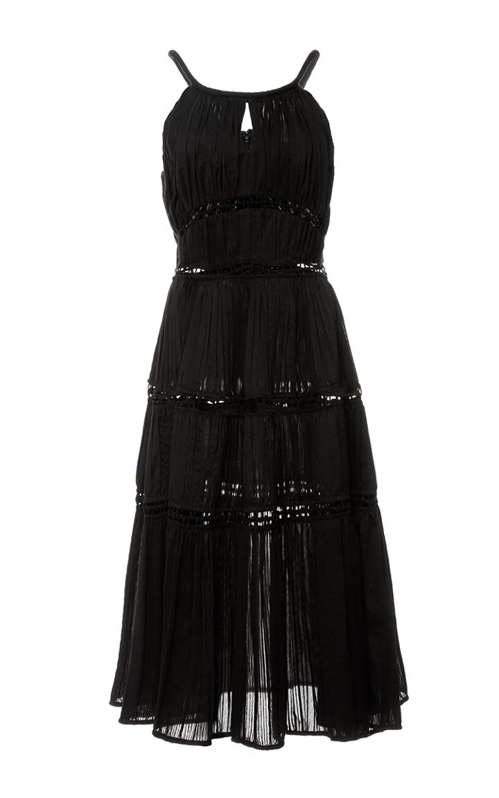 Zac Posen Ruched Cotton Tiered Dress