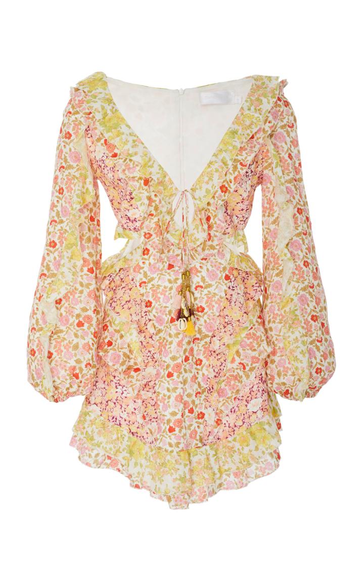 Zimmermann Goldie Spliced Linen Mini Dress