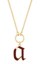 Foundrae Burgundy Diamond Point Initial On Annex Link Necklace