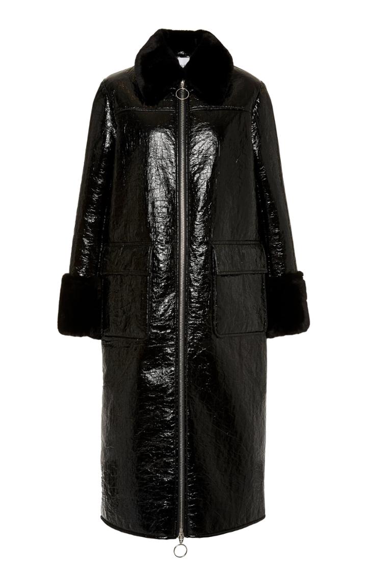 Stand Studio Kristen Faux Fur-trimmed Faux Leather Coat