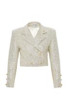 Moda Operandi Mach & Mach Glitter Jacket With Pearl Buttons