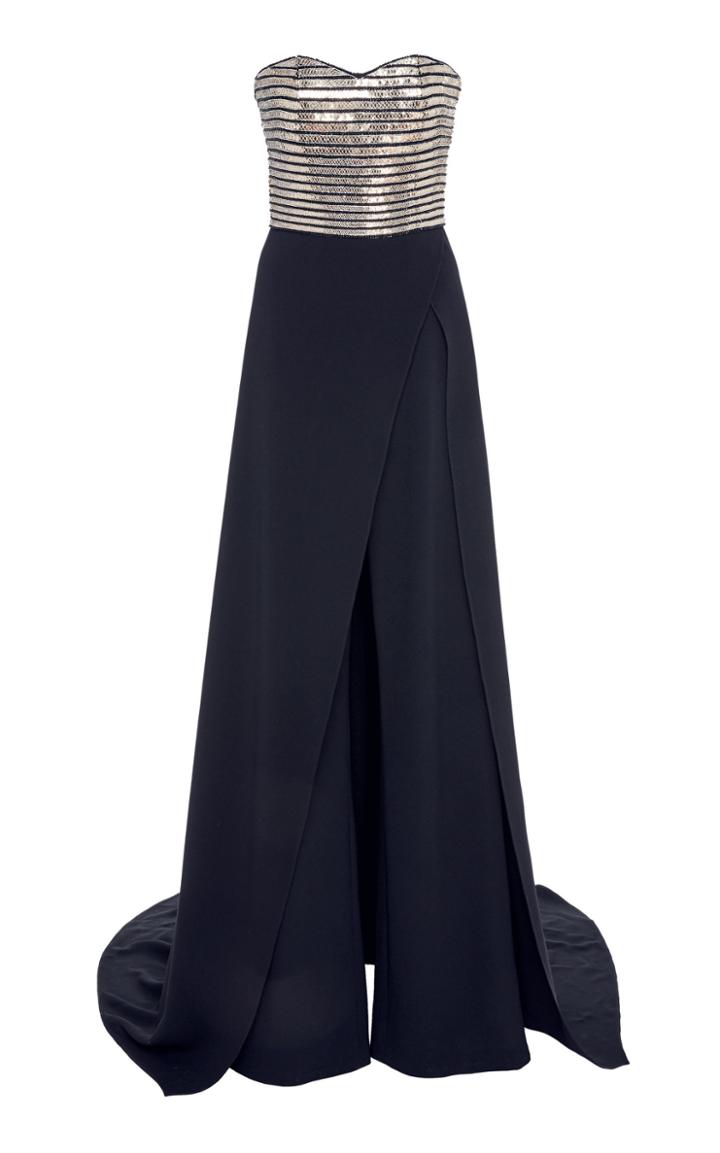 Pamella Roland Strapless Stretch Crepe Jumpsuit