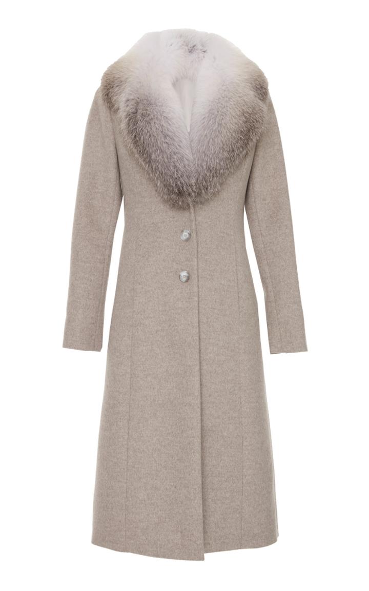 Blumarine Wool Coat With Fur Collar
