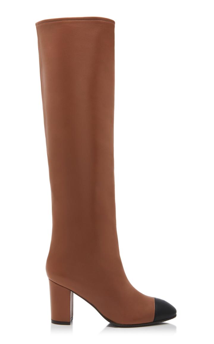 Stuart Weitzman Kimberly Leather Cap-toe Knee Boots