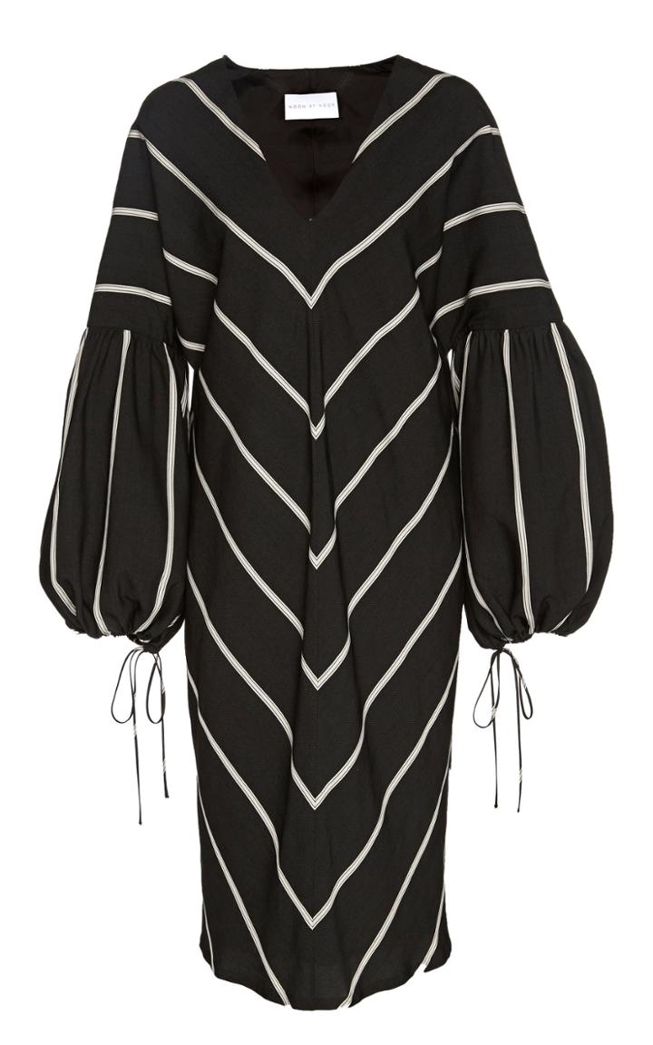 Noon By Noor Camarillo V-neck Chevron-striped Dress