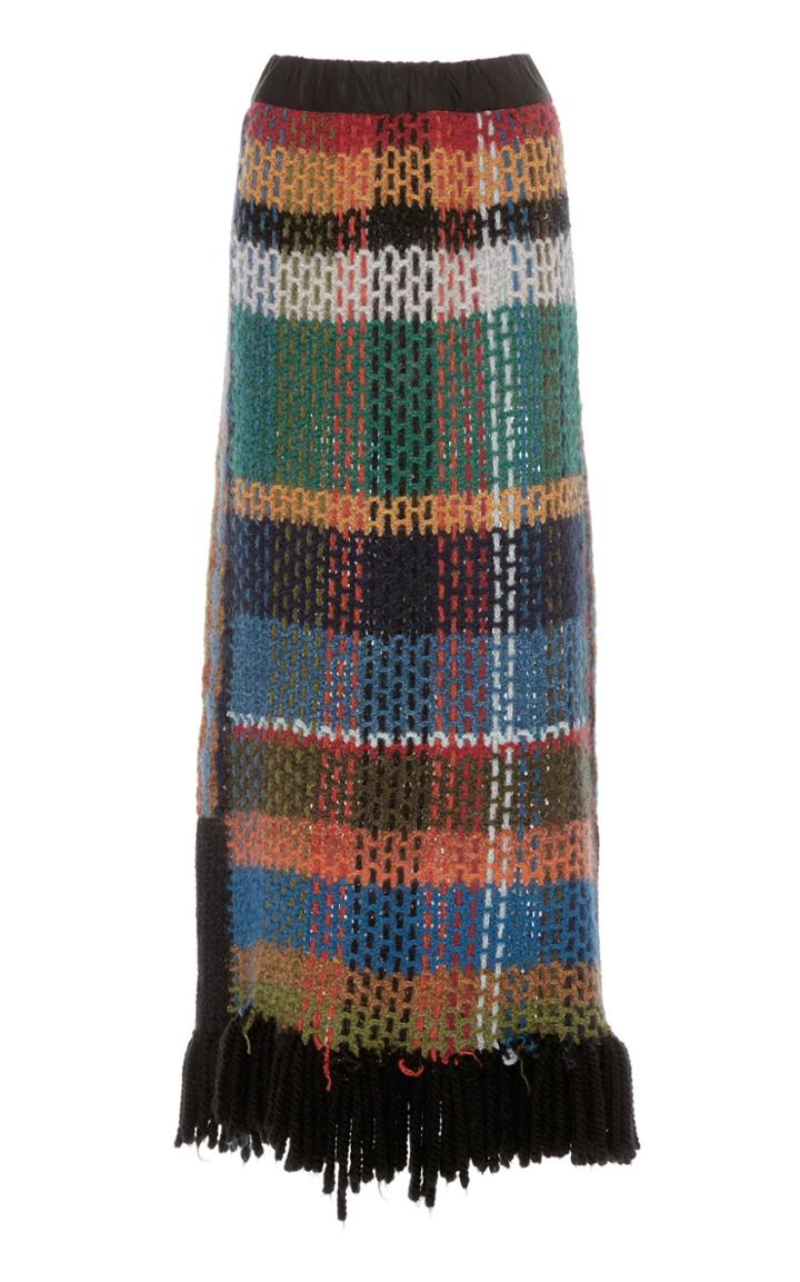 Tuinch Wool Plaid Maxi Skirt