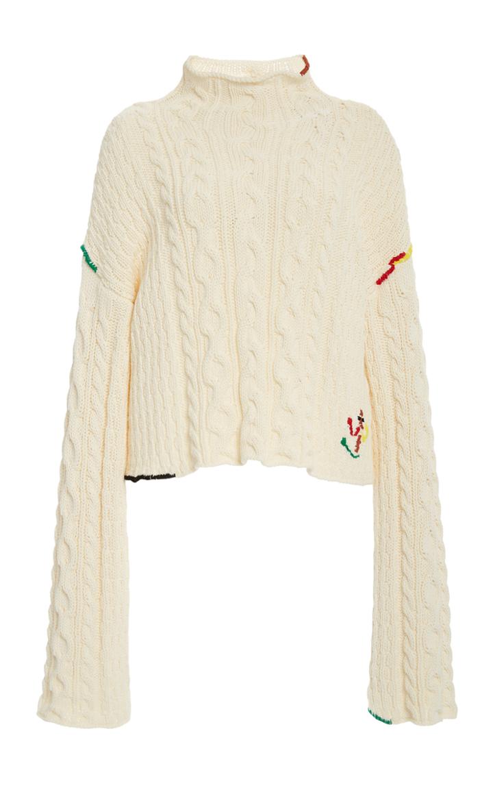 Jw Anderson Cropped Cotton Cable Sweater
