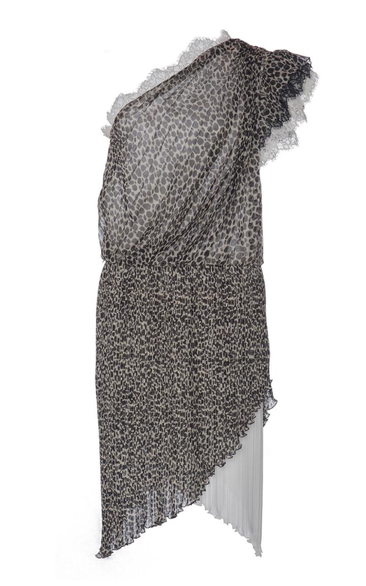Philosophy Di Lorenzo Serafini One-shoulder Leopard Print Chiffon Dress