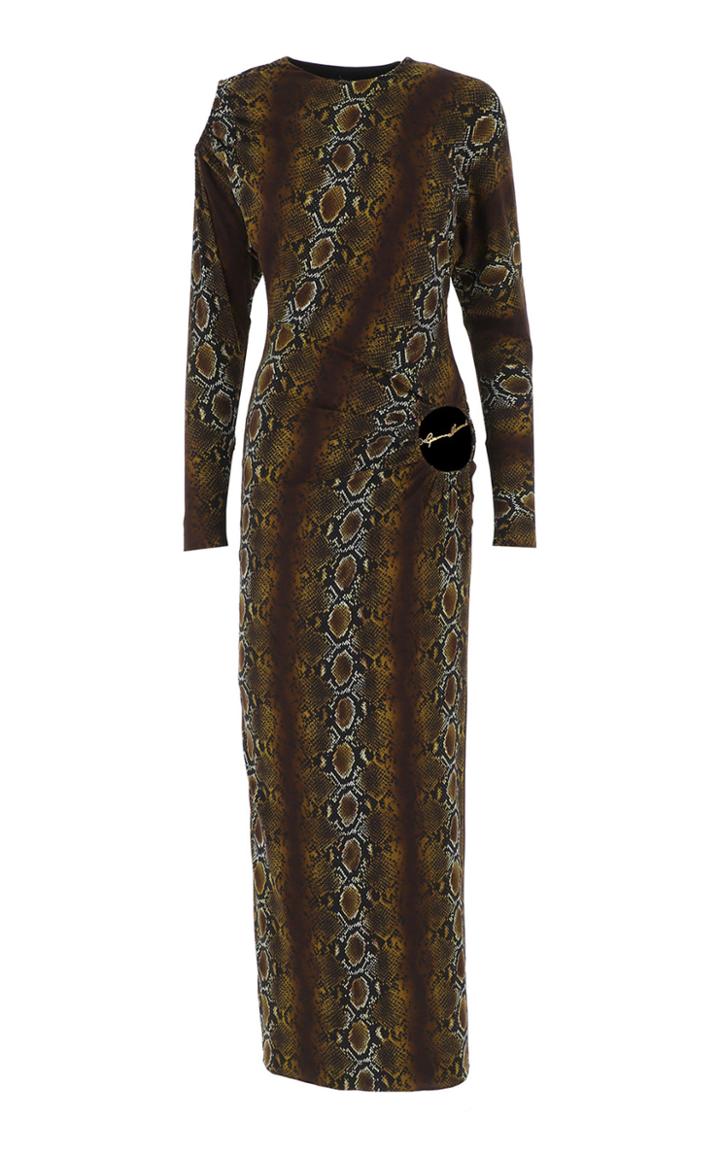 Moda Operandi Versace Cutout-detailed Python Georgette Maxi Dress