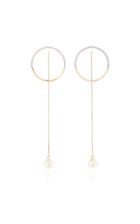 Mateo Half Moon Diamond Hoop With Pearl Drop