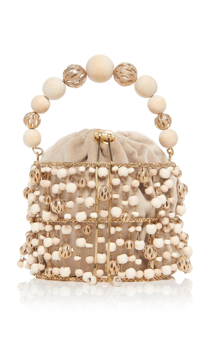 Rosantica Rea Bead-embellished Brass Bag