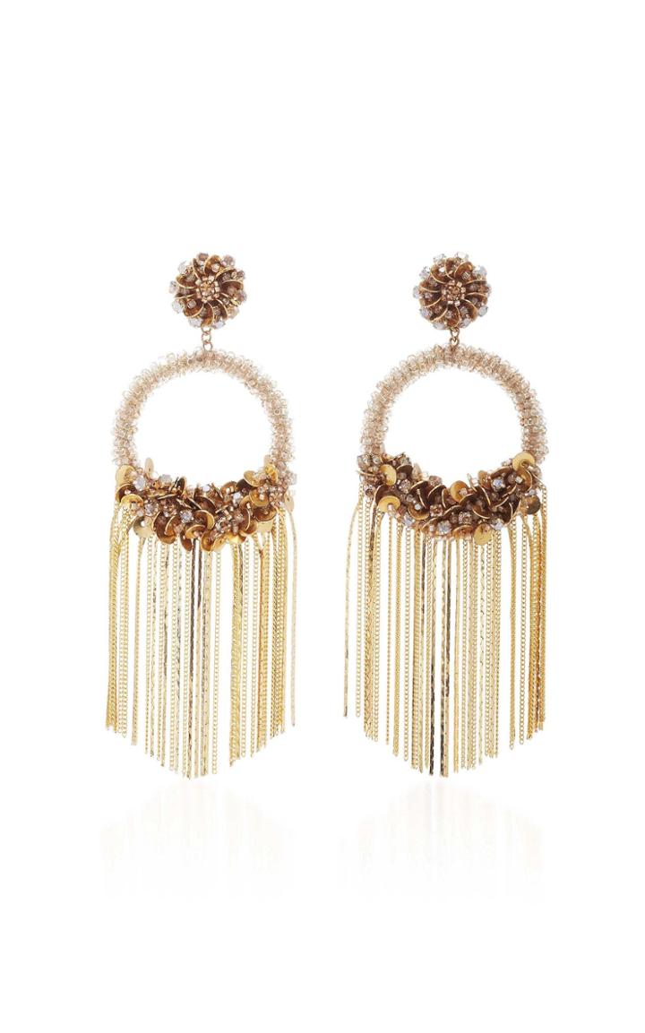 Deepa Gurnani Circle Fringe Earrings