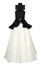 Bazza Alzouman High Neck Silk Gazaar Tea Length Gown