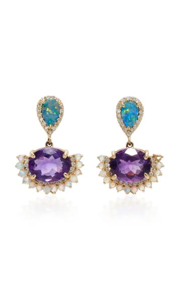 Eden Presley 14k Gold Opal Amethyst And Diamond Earrings