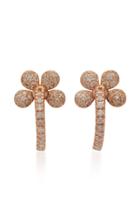 Colette Jewelry Mini Petite Flower 18k Rose Gold And Diamond Hoop Earr