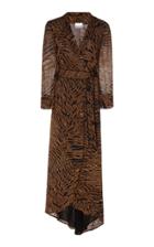 Ganni Animal-print Georgette Wrap Dress Size: 34