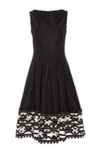 Lela Rose Ribbon Embroidered Hem Dress