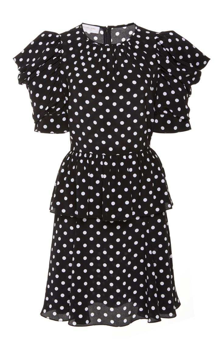 Michael Kors Collection Polka-dot Peplum Silk Dress
