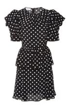 Michael Kors Collection Polka-dot Peplum Silk Dress