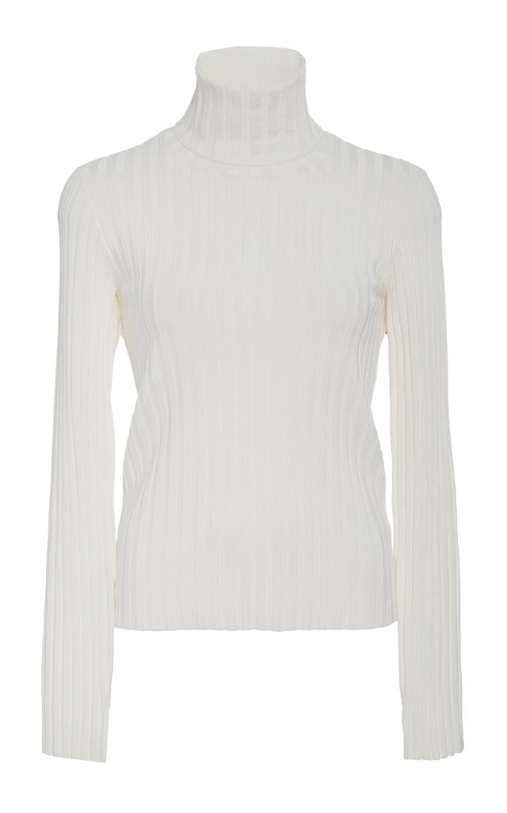 Veronica Beard Nellie Rib-knit Turtleneck Pullover Top