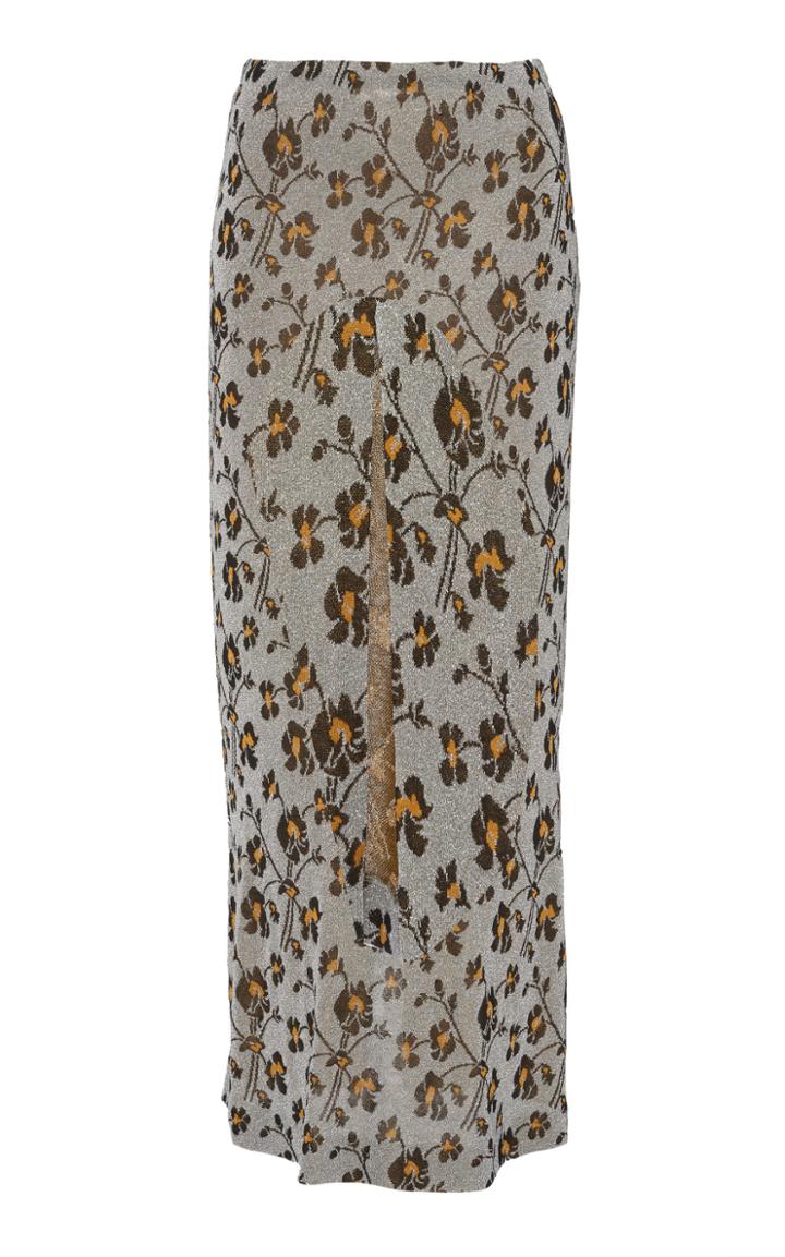 Paco Rabanne High-rise Lurex Floral Midi Skirt