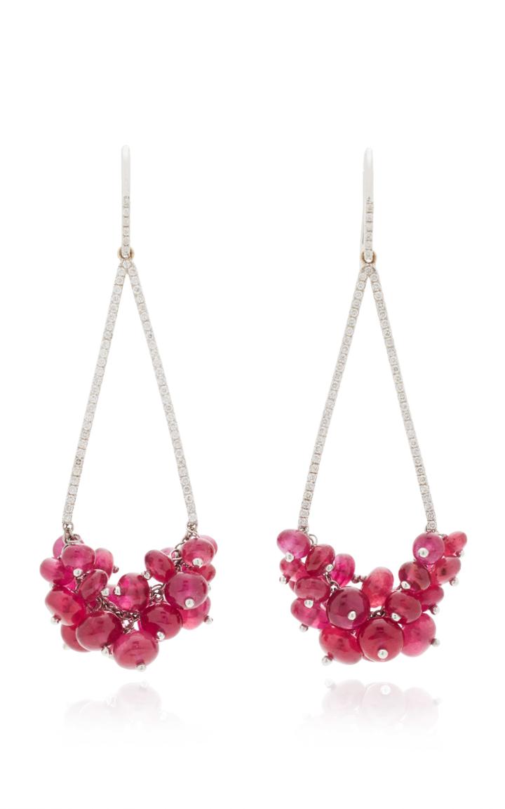 Susan Foster 18k White Gold Ruby And Diamond Earrings