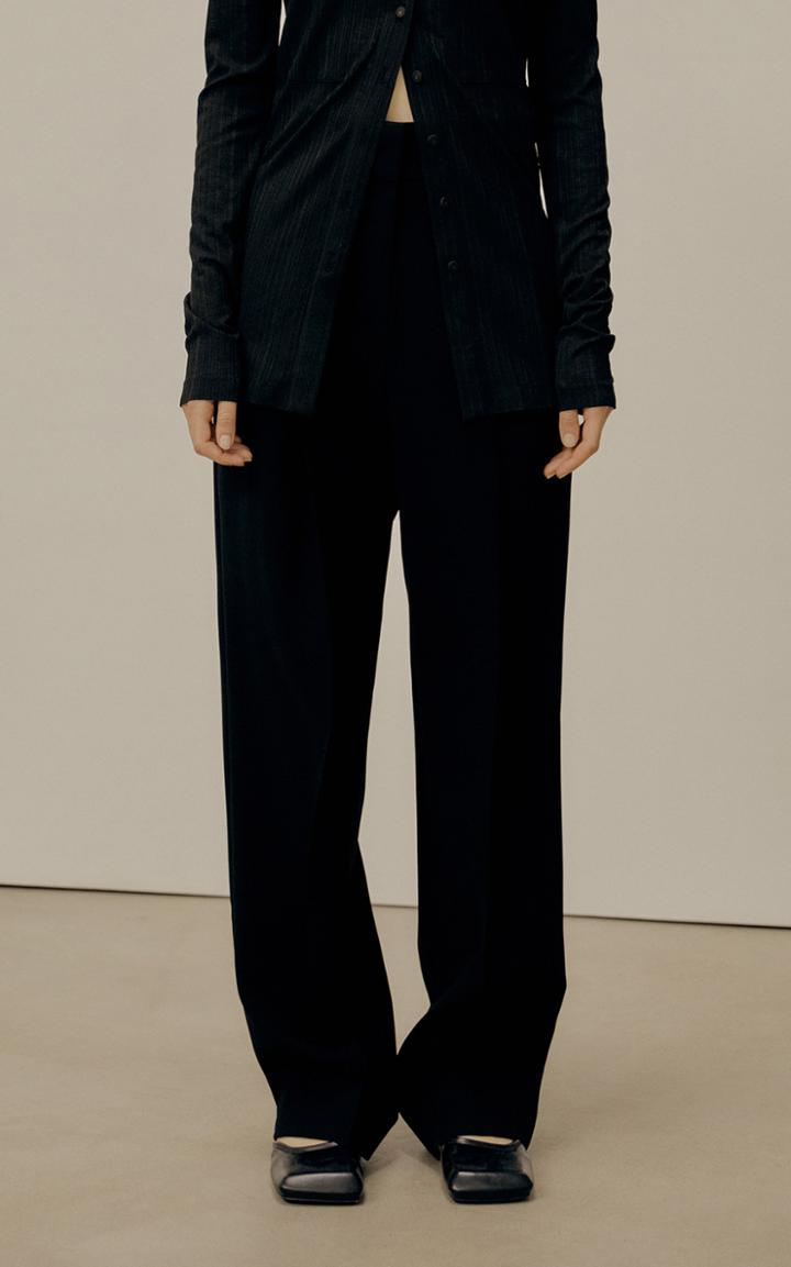 Moda Operandi Low Classic Pleated Wool-blend Straight Leg Trousers
