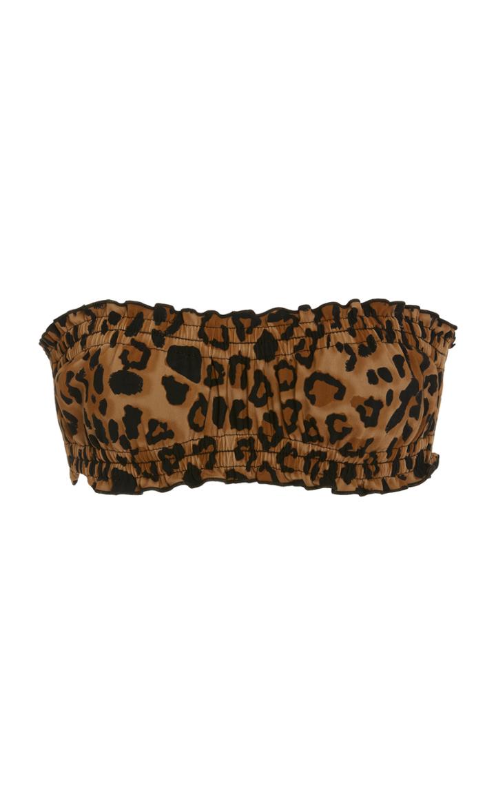 Karla Colletto Lanai Reversible Leopard-print Bandeau Bikini Top