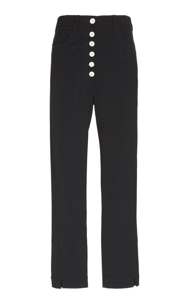 Ann Demeulemeester Button-accented Cady Straight-leg Pants