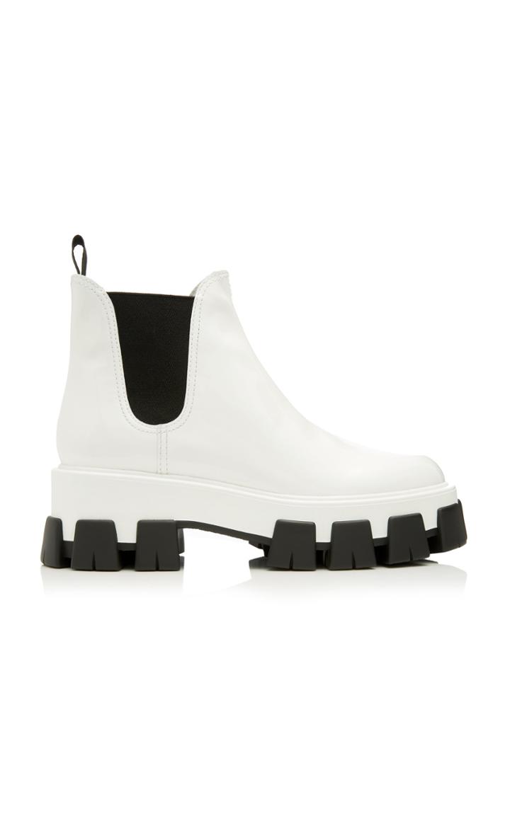 Prada Two-tone Patent Leather Chelsea Boots