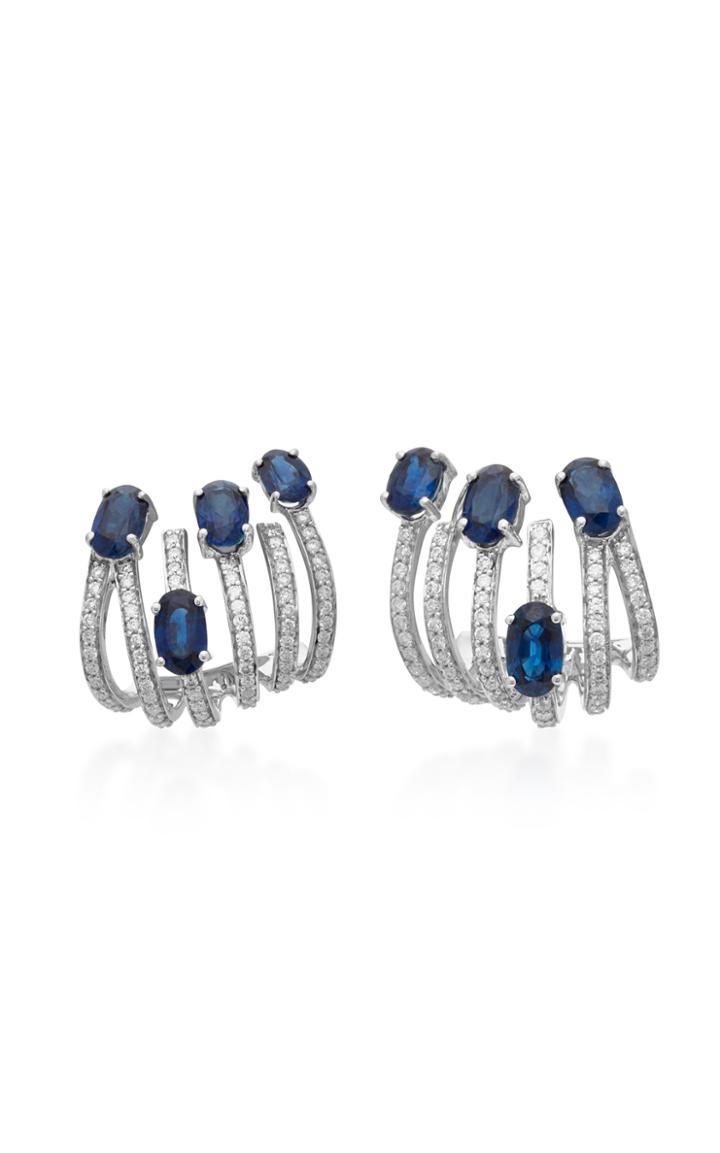 Hueb Spectrum 18k White Gold Diamond And Sapphire Earrings