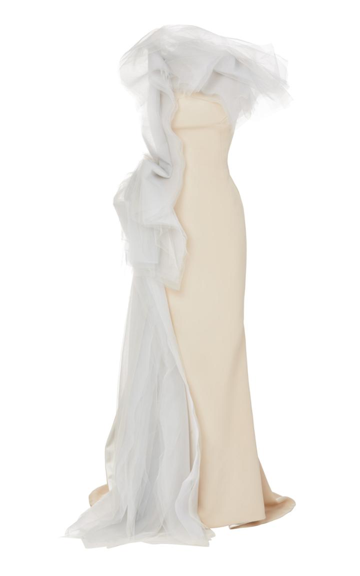 Maticevski Starry Night Organza-trimmed Crepe Gown