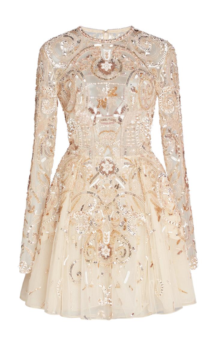 Moda Operandi Zuhair Murad Sequin And Bead Embellished Mini Dress Size: 32