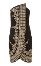 Pamella Roland Embroidered Stretch Crepe Gown