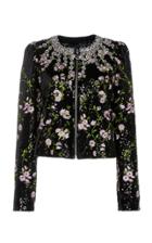 Giambattista Valli Sequin Embroidered Moto Jacket With Floral Appliques