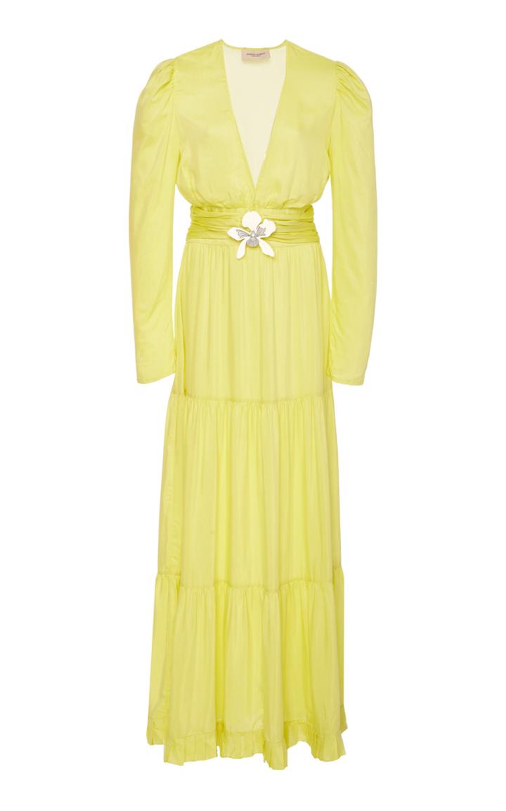 Adriana Degreas Belted Silk-blend Maxi Dress