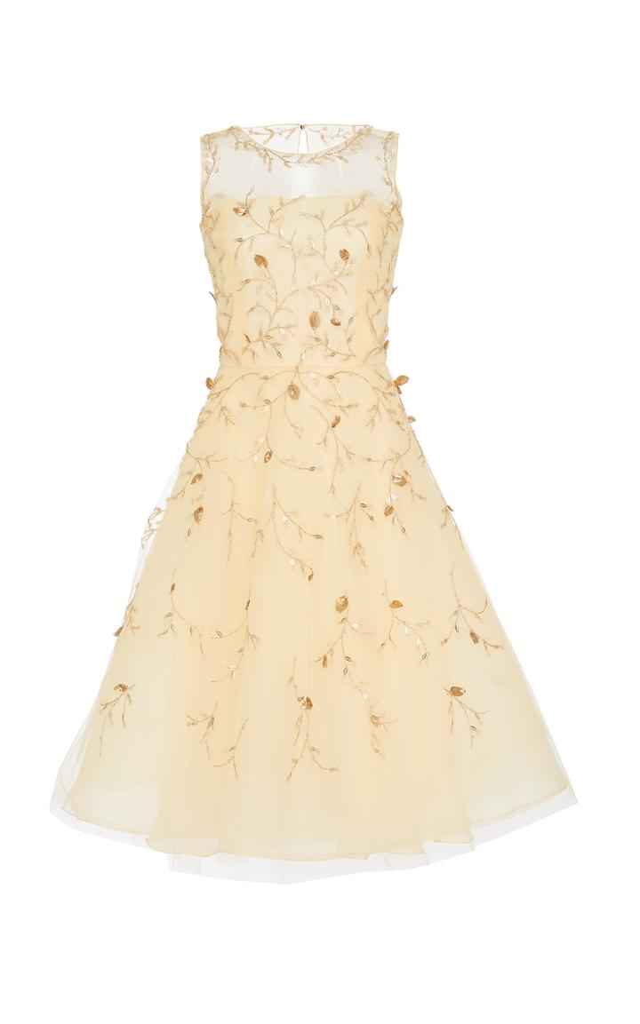 Oscar De La Renta Floral-appliqued Tulle Dress