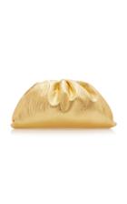Bottega Veneta The Pouch Gathered Metallic Leather Clutch