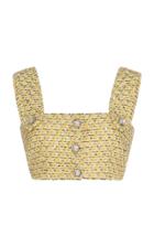 Moda Operandi Alessandra Rich Sequined Tweed Cropped Top Size: 38