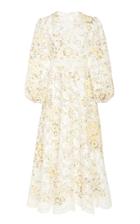 Zimmermann Amelie Embroidered Floral Linen Maxi Dress