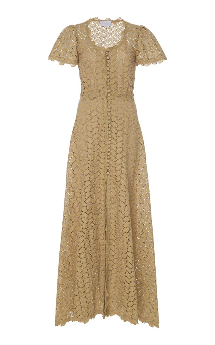 Luisa Beccaria Leaf Lace Maxi Dress