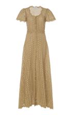 Luisa Beccaria Leaf Lace Maxi Dress