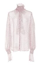 Acler Wendall Tie-cuff Dotted Sheer Turtleneck Blouse